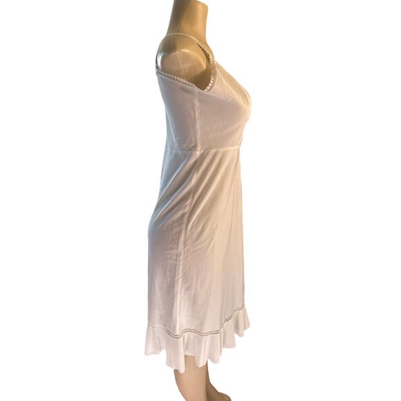 Vintage Women 14 1950s 1960s Endear Barbizon Tafredda White Full Slip Dress - Picture 5 of 7